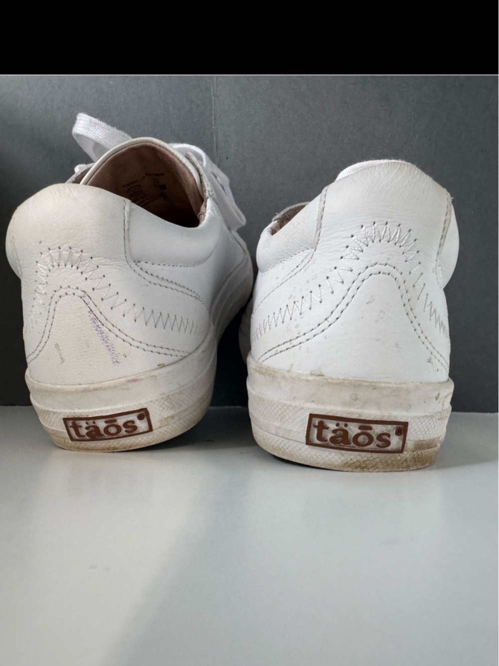Taos Plim Soul Lux sneakers in white leather, zigzag stitching. Size 8 - Picture 11 of 12